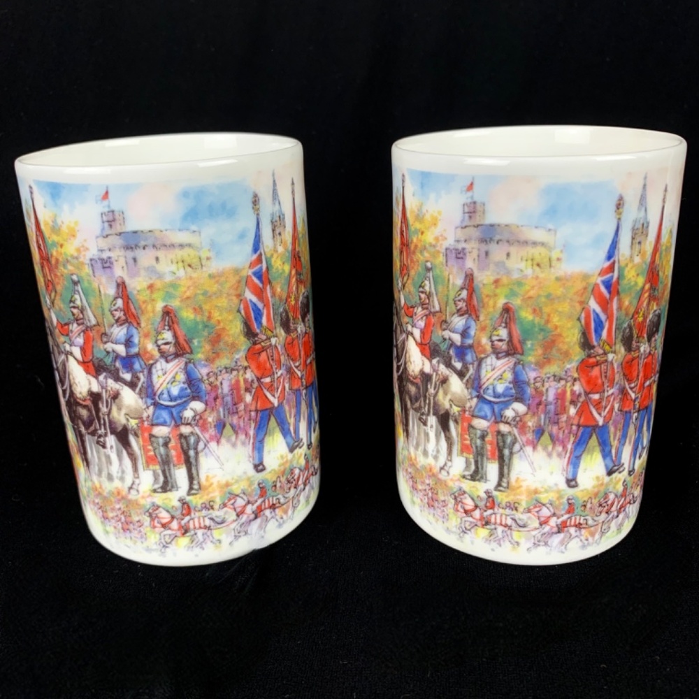 James Sadler 2 Mugs Bone China Pomp and Ceremony Parade Horses Soldiers Flags - Picture 13 of 14